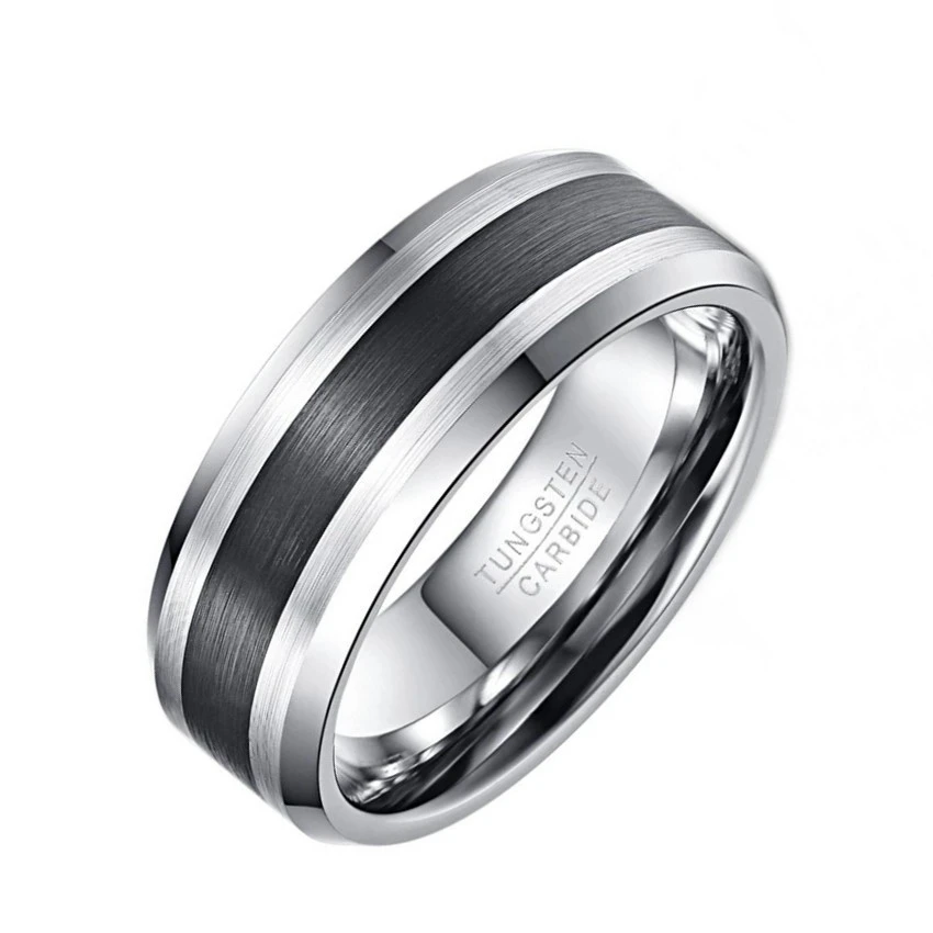 Surface Brushed Black Fashionable Men's Ring