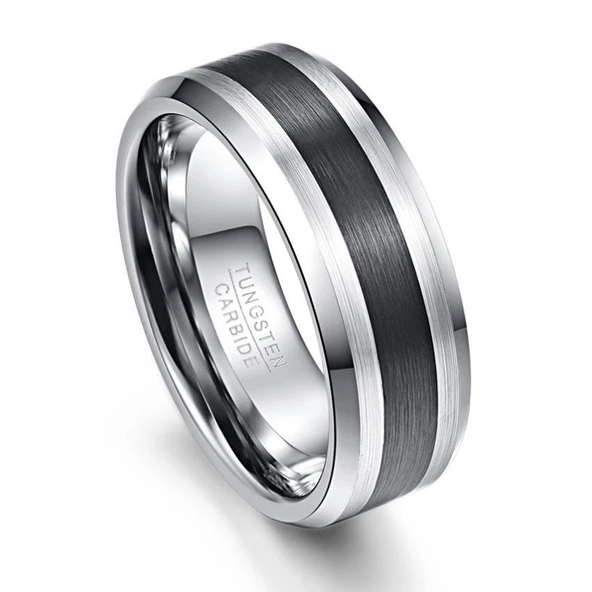 Surface Brushed Black Fashionable Men's Ring
