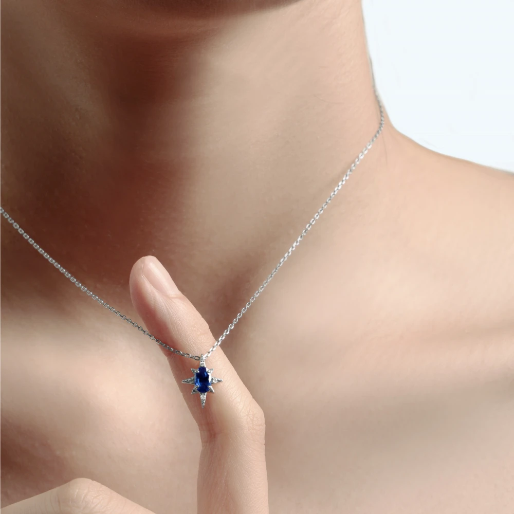 Women's Silver-plated Blue Zircon Necklace