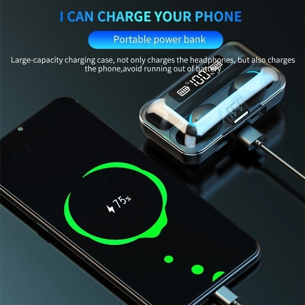 9D Stereo TWS Bluetooth5.0 Earbuds, IPX7 Waterproof Wireless Sport Headset, CVC8.0 Noise Cancelling Bluetooth Earphones with LED Display Charging Case/Power Bank for IOS Android Phone