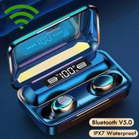 9D Stereo TWS Bluetooth5.0 Earbuds, IPX7 Waterproof Wireless Sport Headset, CVC8.0 Noise Cancelling Bluetooth Earphones with LED Display Charging Case/Power Bank for IOS Android Phone