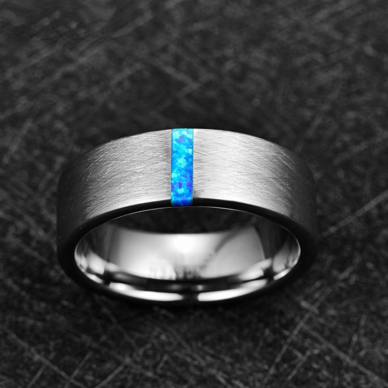 8mm Wide Surface Brushed Men's Tungsten Steel Ring