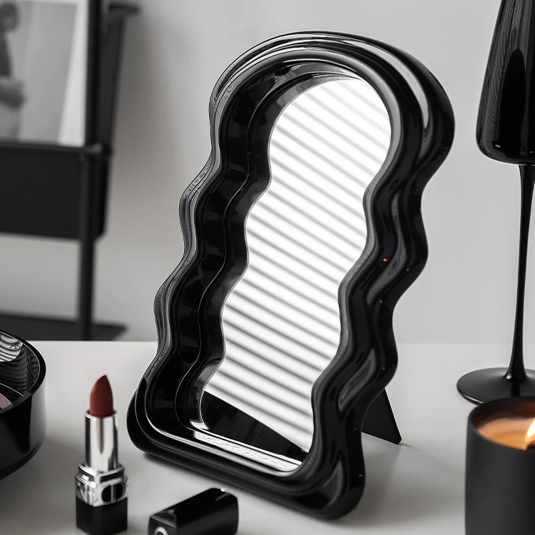 Wave Minimalist Modern Desktop Contoured Makeup Mirror