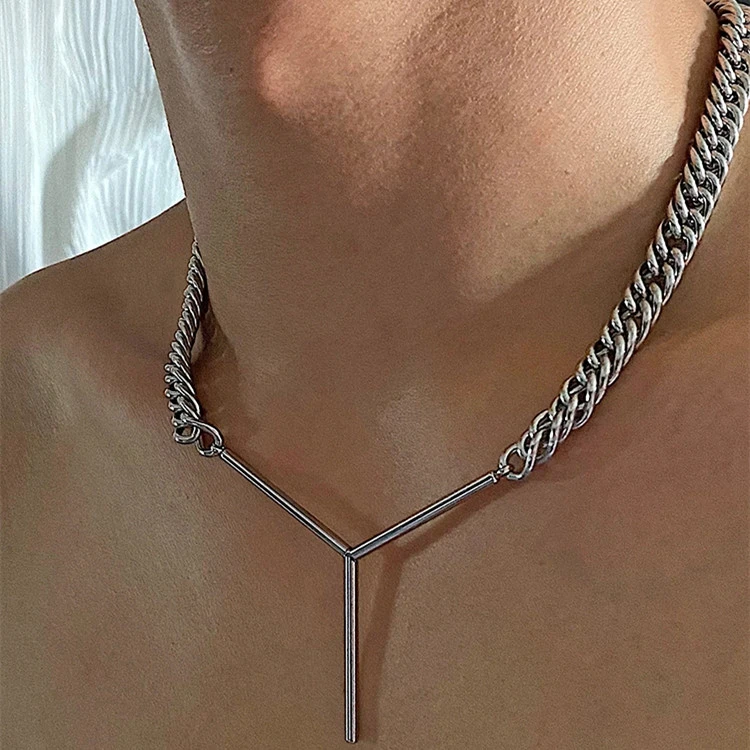 Necklace Men's Colorless Titanium Steel