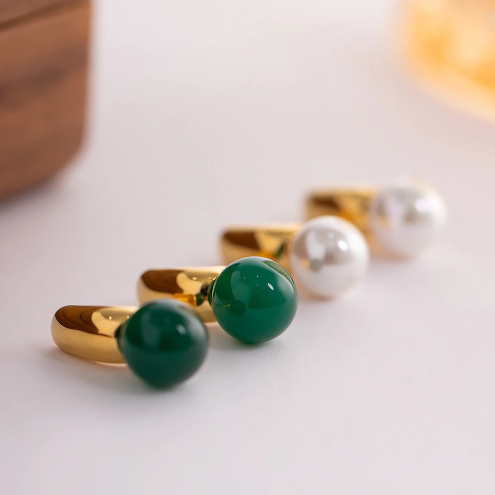 Green Agate Pearl Fashion Earrings