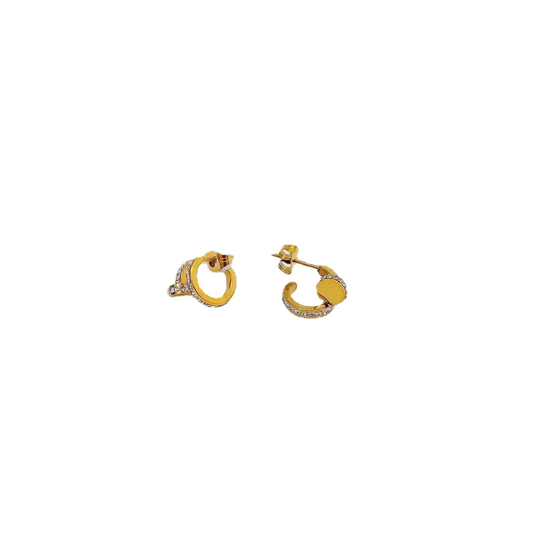 Titanium Steel Earrings With Small Nails And Diamonds