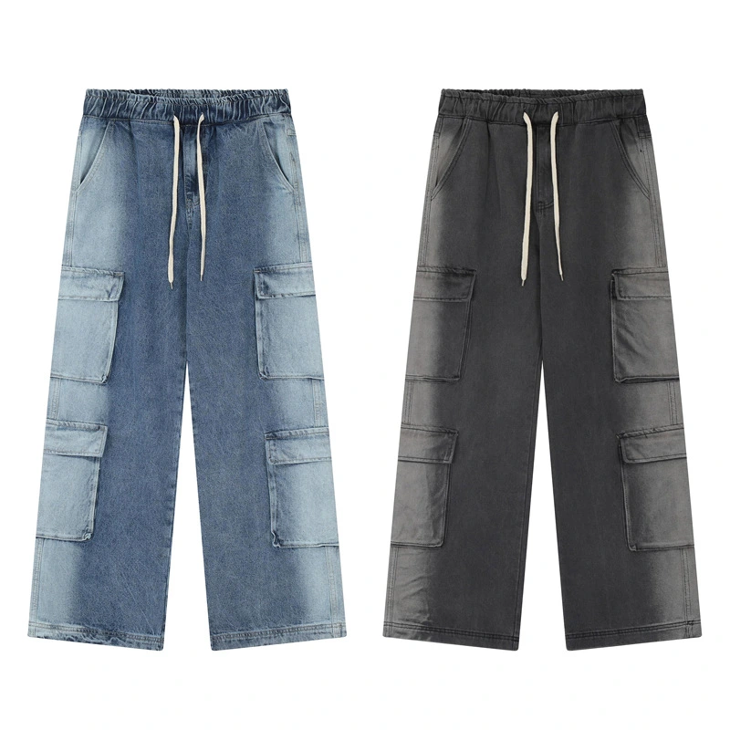 Multi-pocket Straight-leg Denim Overalls