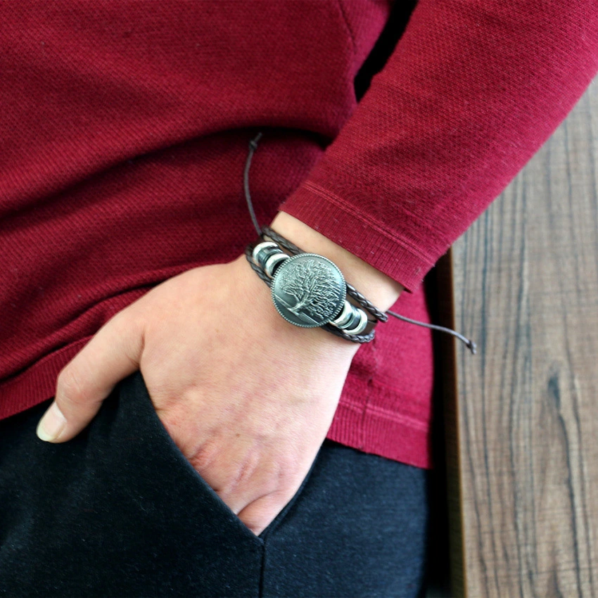 Alloy Tree Of Life Cowhide Bracelet