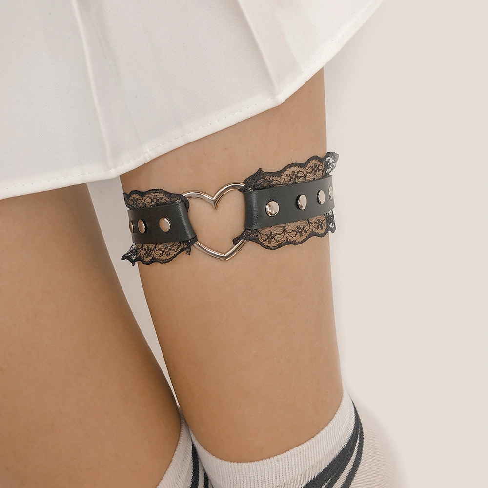 Lace Heart Leather Leg Rings