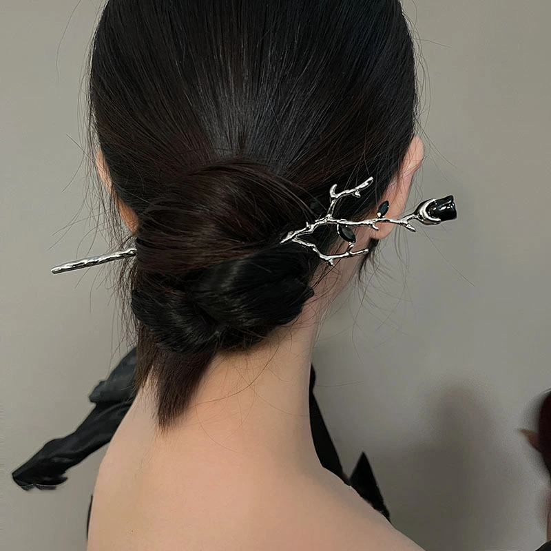 New Chinese Style Rose Flower Metal Hairpin Temperament