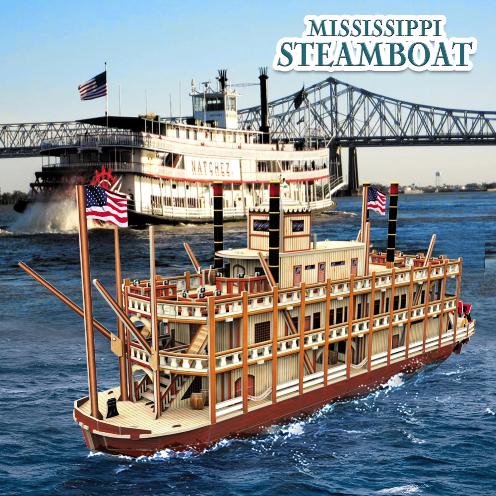 Stereo Puzzle Mississippi River Steamboat Model Paper