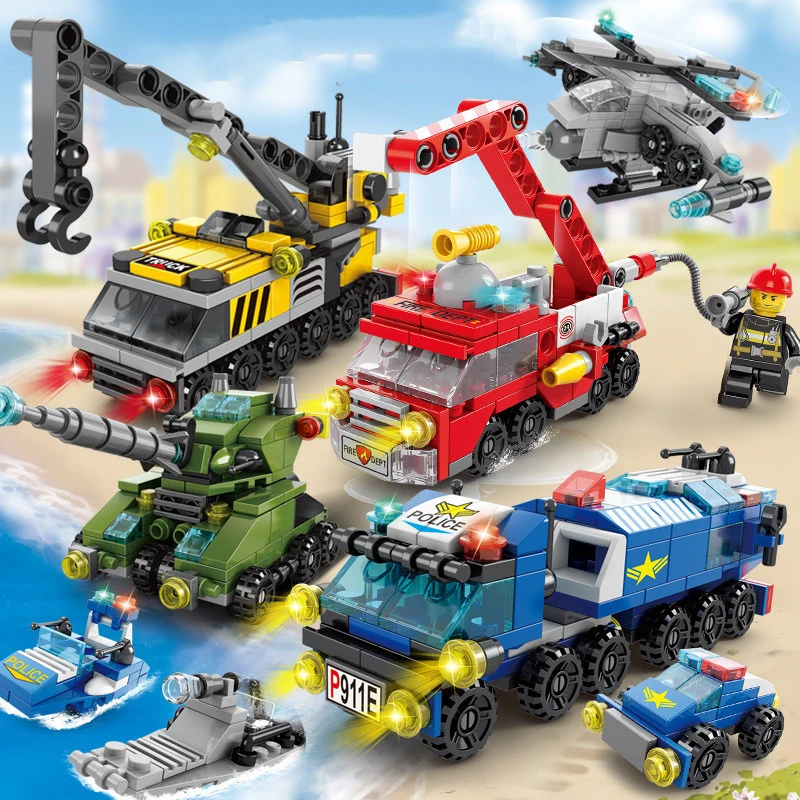 Police Military Tank Building Blocks Assembly Mosaic Children's Educational Toys