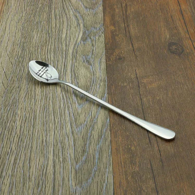 Valentine's Day Gift Engraved Stainless Steel Long-handled Spoon