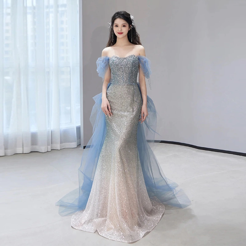 Off Shoulder Light Luxury Host Fish Tail Dress