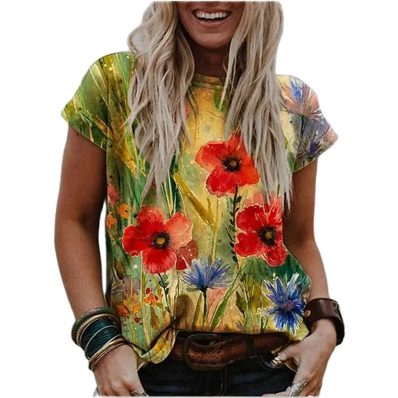Women's Fashion Short Sleeve Print Top
