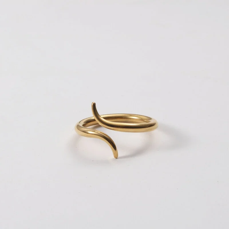 Titanium Steel Electroplated 18k Gold Snake Ring