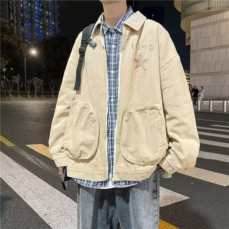 Loose Washed Old Ruffian And Handsome Work Jacket