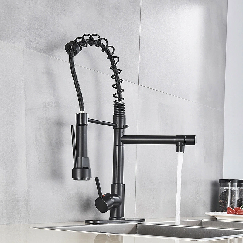 Stainless Steel Pull Spring Kitchen Hot And Cold Faucet