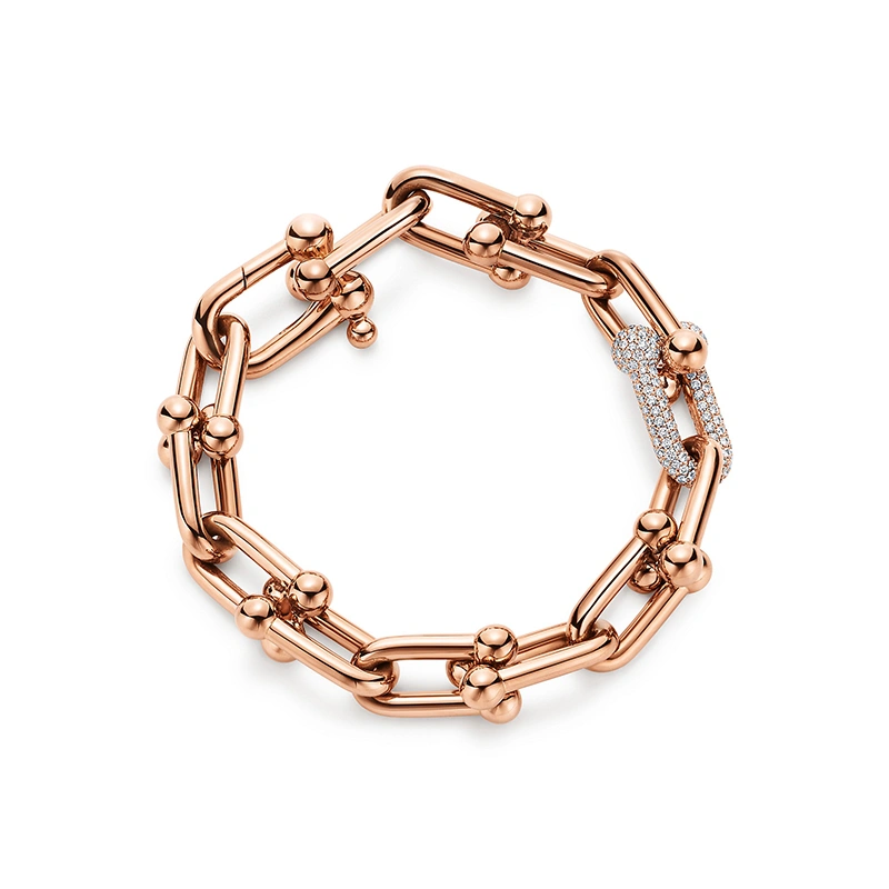 Sterling Silver 925 Electroplated 18K Rose Gold U-shaped Bracelet