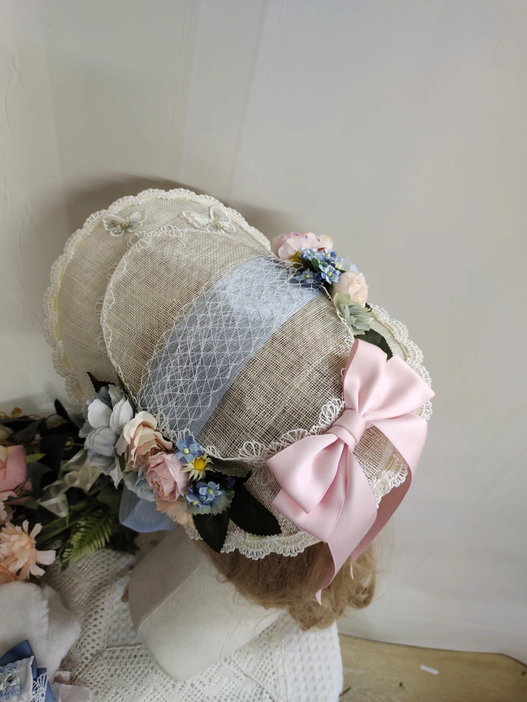 Vintage Handmade flower bonnet accessory