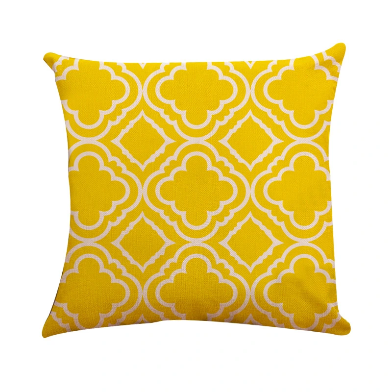 Yellow geometric linen car sofa pillow