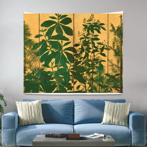 green leaf tapestry