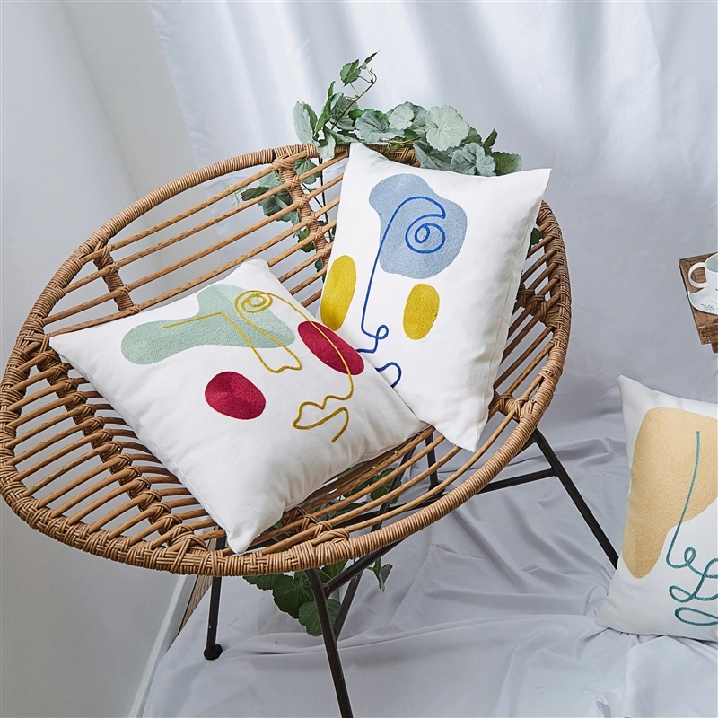 Geometric embroidered pillowcase