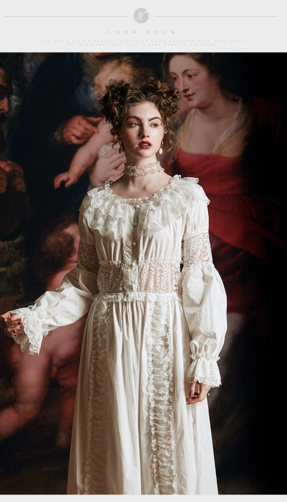 Vintage palace style lace home wear night dress