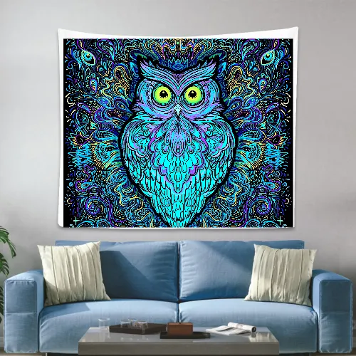 Blue Spirit Owl Tapestry