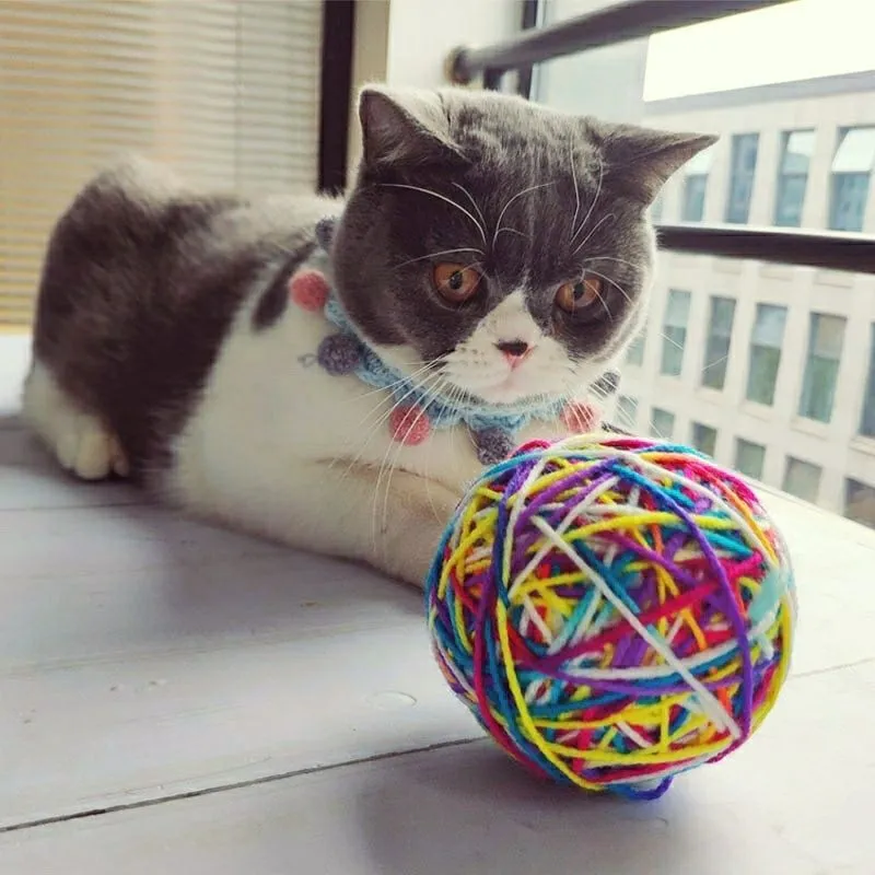 (Random color) The New Cat Toy With a 9 Cm Diameter Wool Ball is Scratch-Proof