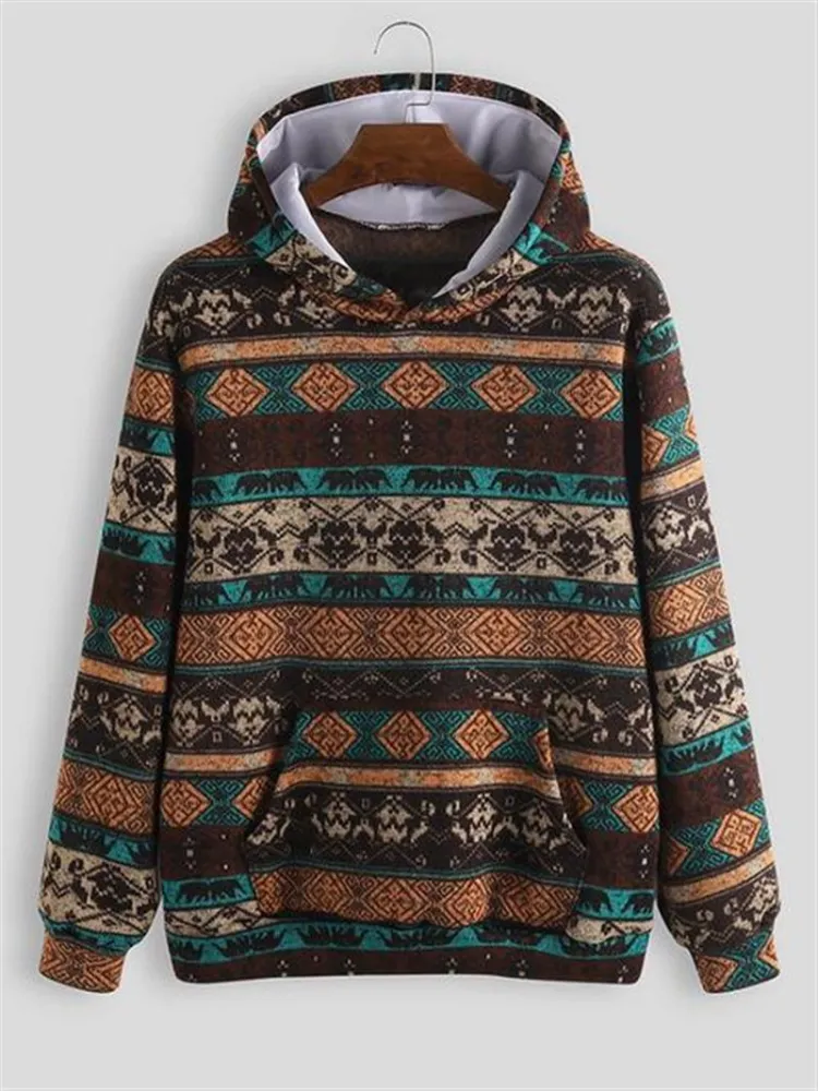 Sweatshirt with printed ethnic insert pockets