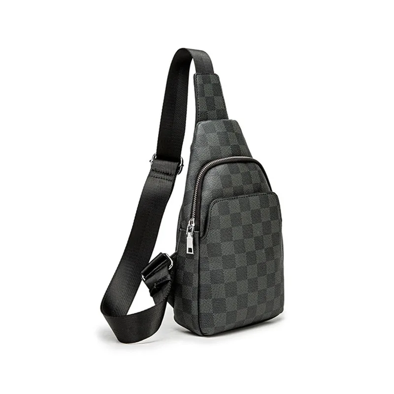 Men's Plaid Leisure Shoulder Bag, Satchel and Chest Bag