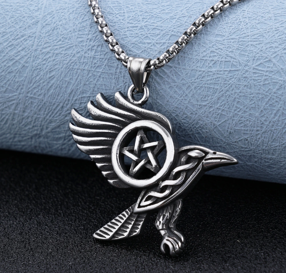 Eagle Spreading Wings Pentagram Necklace