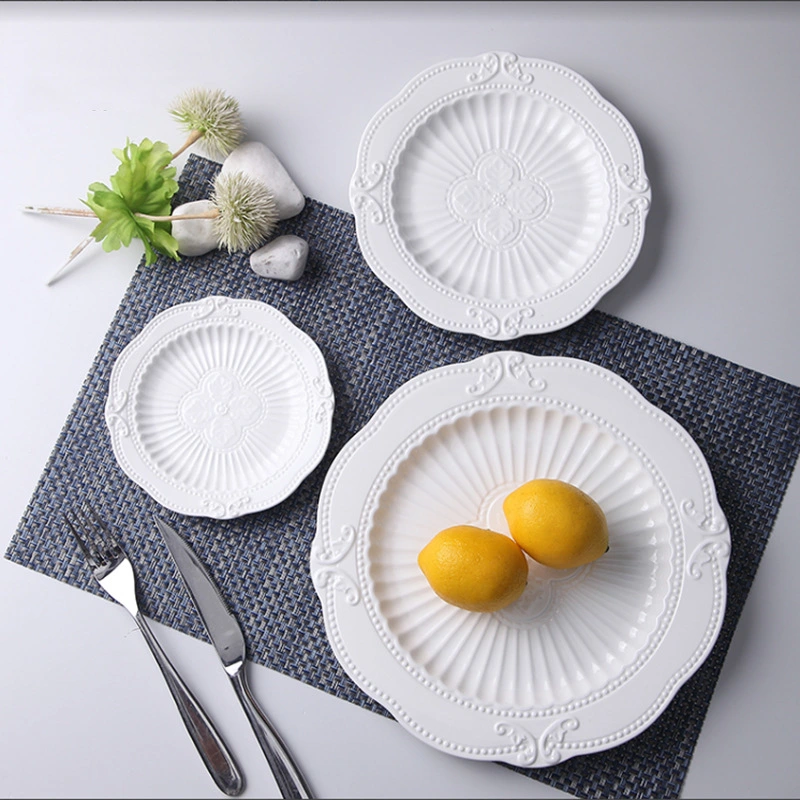 Household European Pure White Dessert Plate Water Fruit Plate