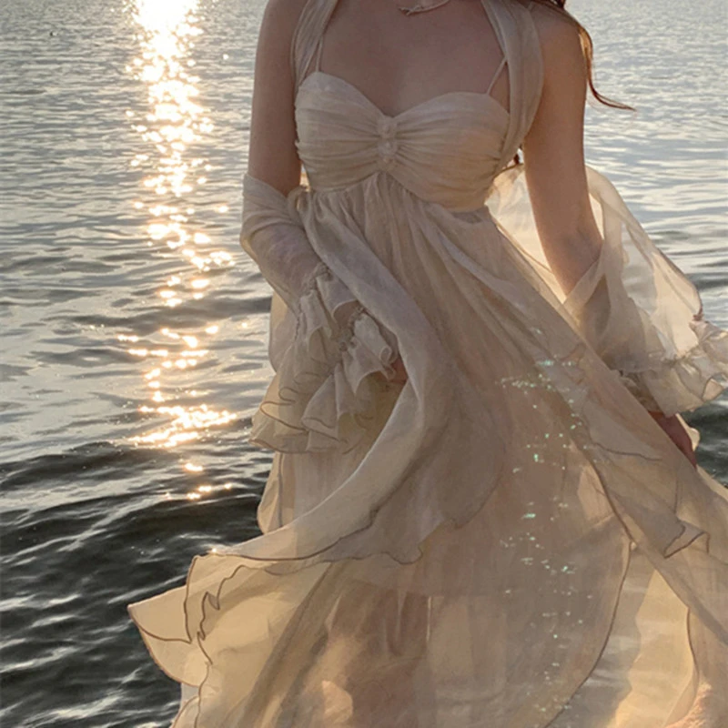 Women's Fashion Hanging Neck French Beaded Dress