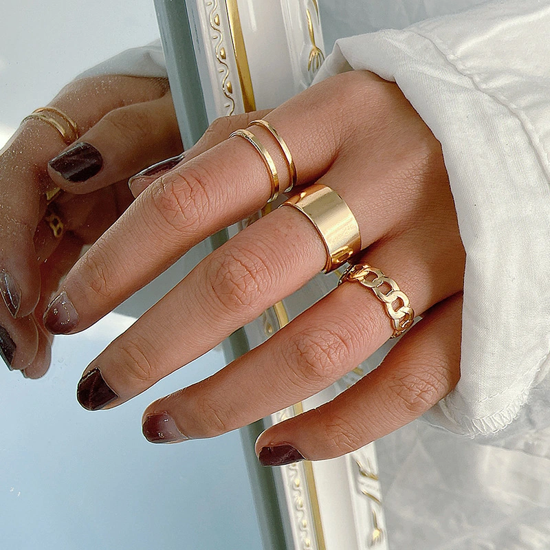 Creative Alloy Geometric Joint Ring Set