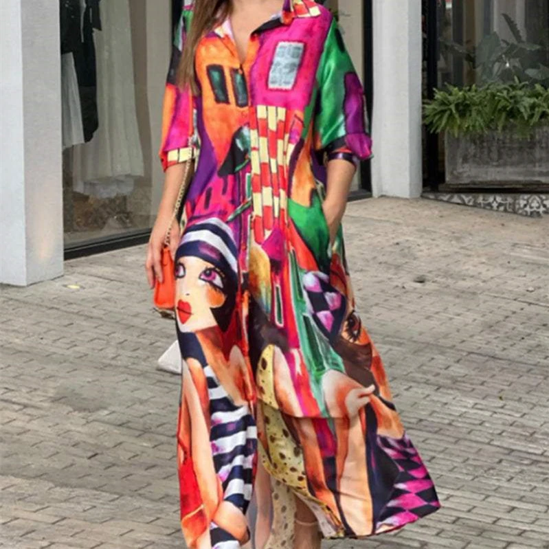 Women's Temperament Fashion Mid-sleeve Shirt Dress