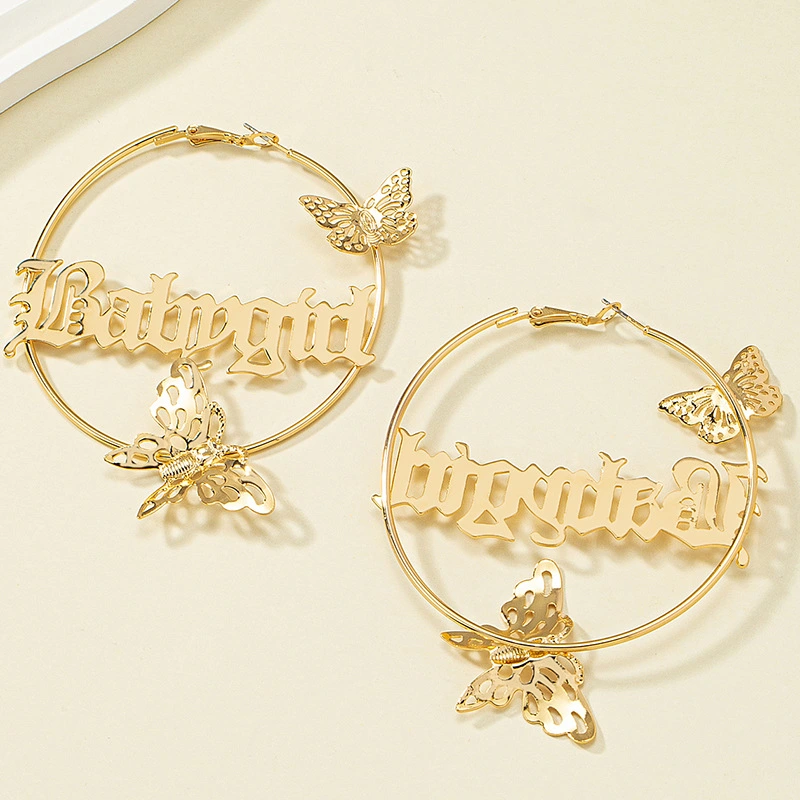 Exaggerated Personality Hollowed Out Temperament Retro Large Circle Earrings
