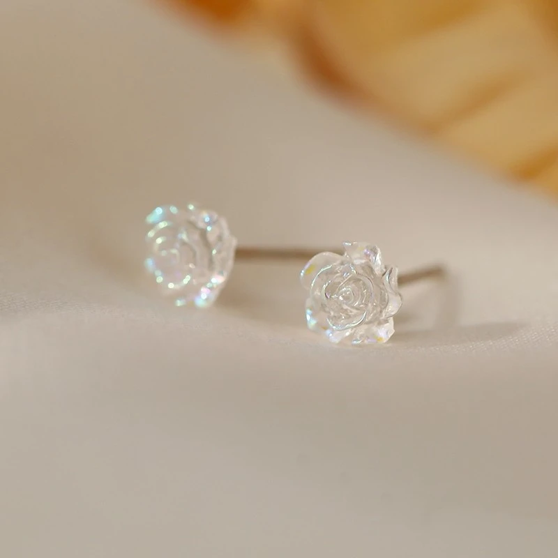 Silver Needle Camellia Stud Female Small And Delicate
