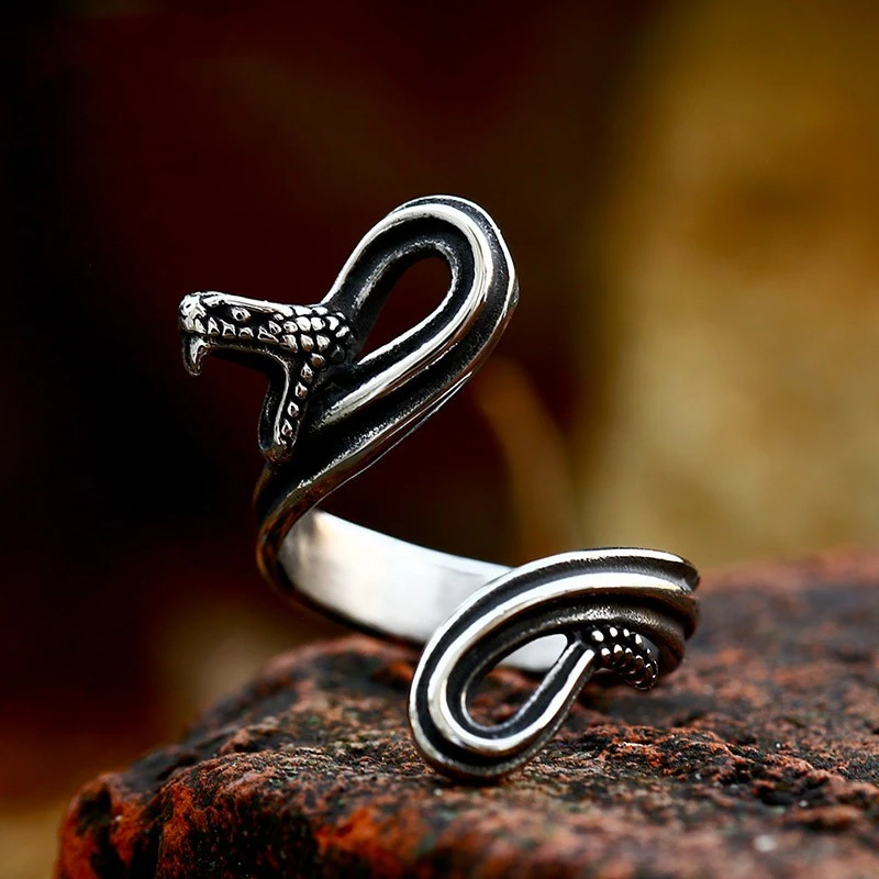 Vintage Stainless Steel Animal Snake Ring