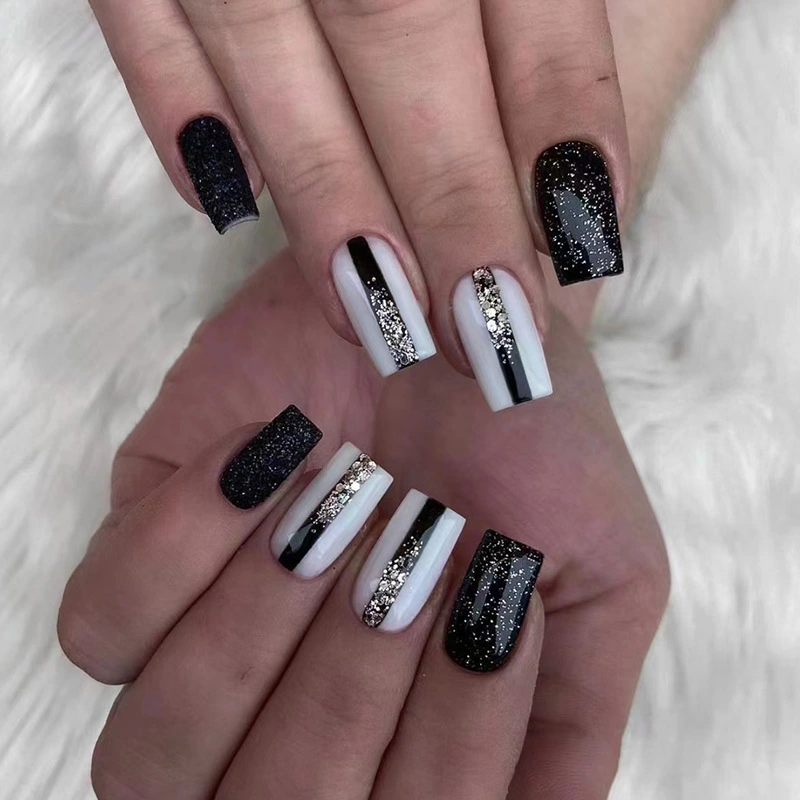 Black And White Double Color Manicure