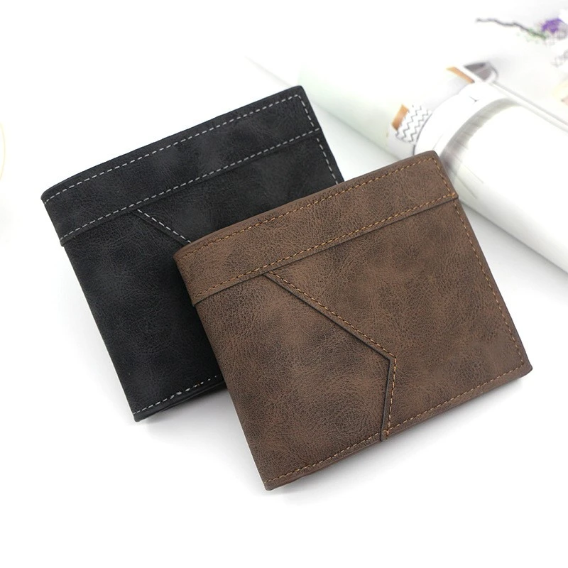 Men's Short Matte Leather Large Capacity Wallet