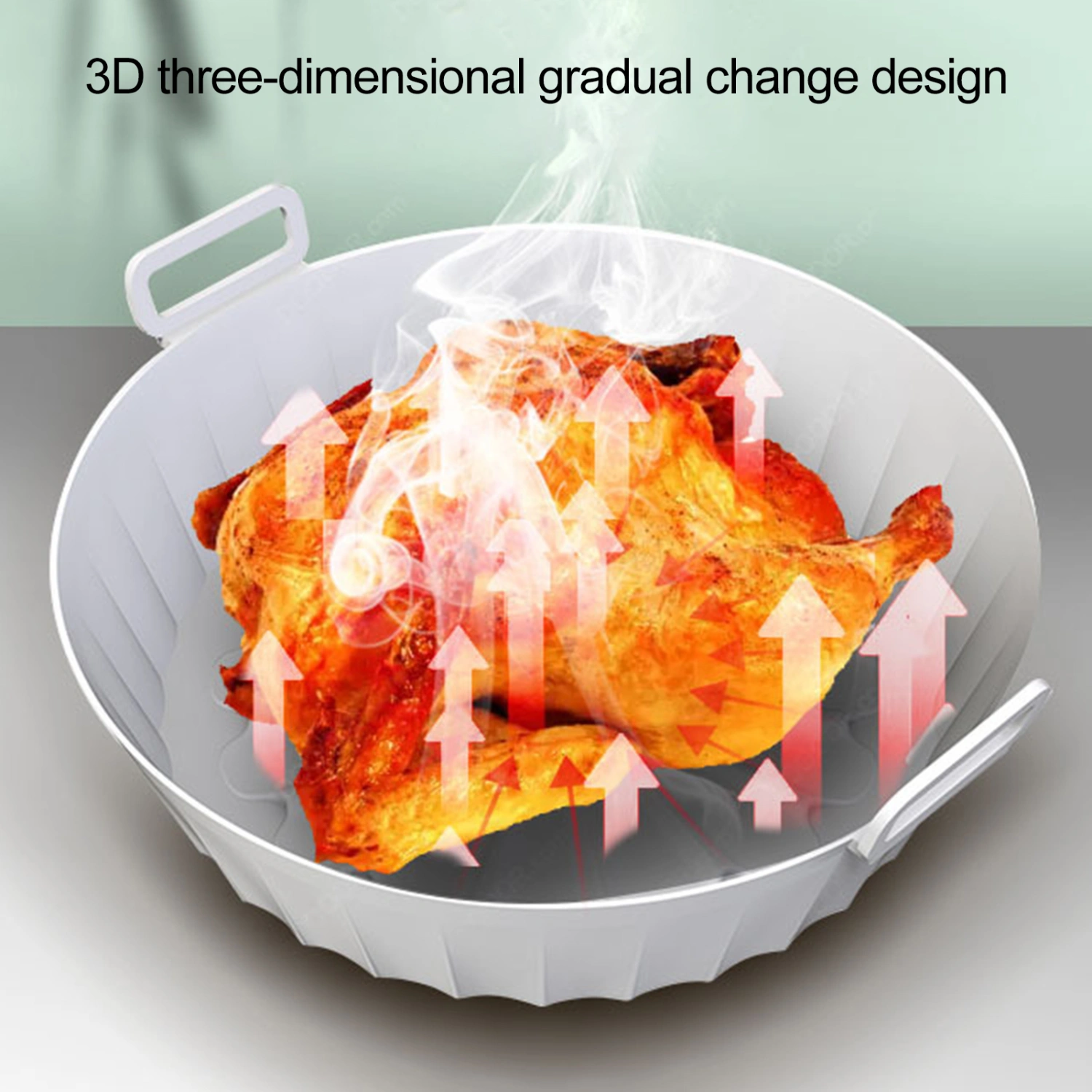 Fryer Pad 3D Drainage Groove Heat-resistant Flower Texture with Handle Food Grade Foldable Roasting Tray for Household