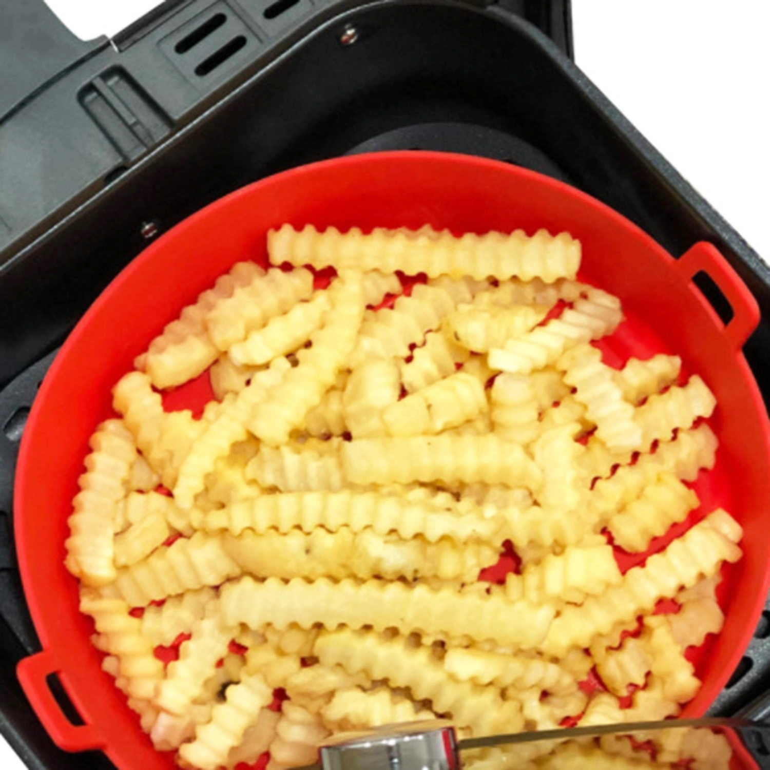 Fryer Pad 3D Drainage Groove Heat-resistant Flower Texture with Handle Food Grade Foldable Roasting Tray for Household