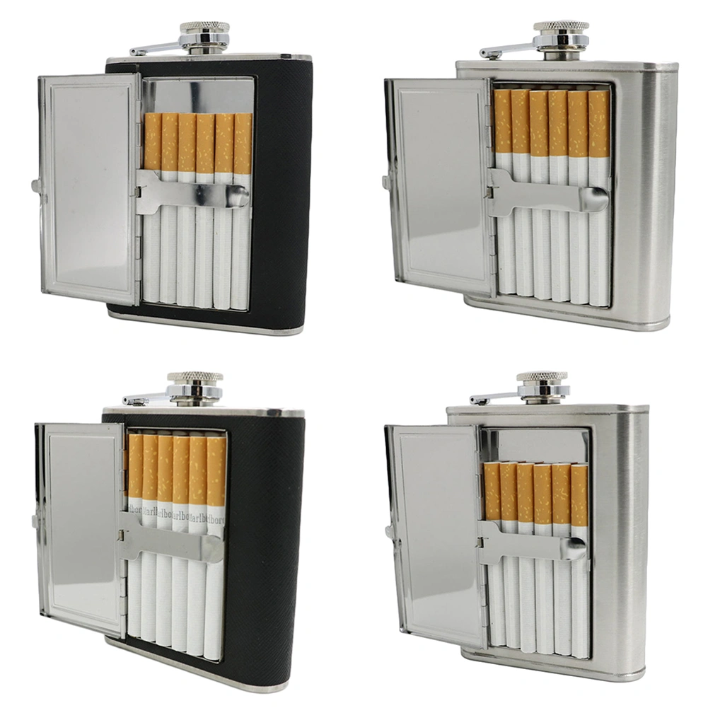 Cigarette Case 5/6oz Stainless Steel Hip Flask Wine Liquor Alcohol Drinkware