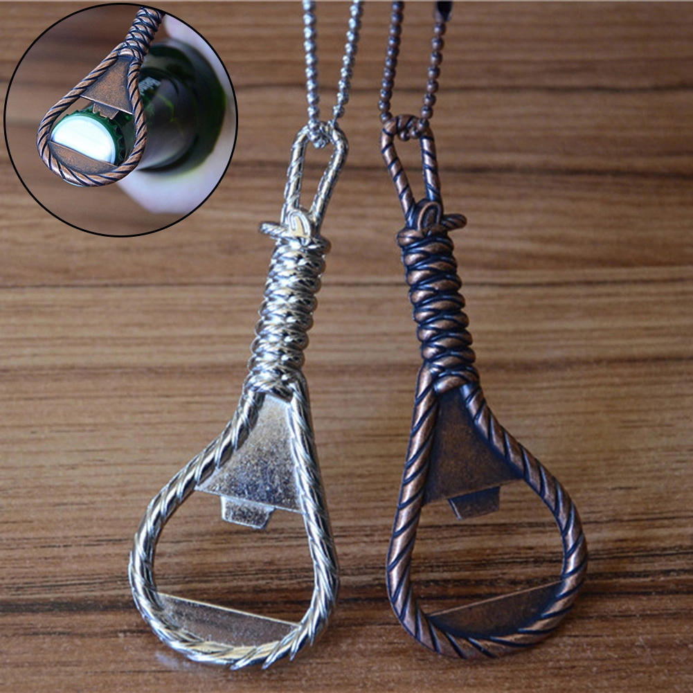 Zinc Alloy Rope Keychain Shaped Beer Bottle Opener Kitchen Bar Restaurant Tool