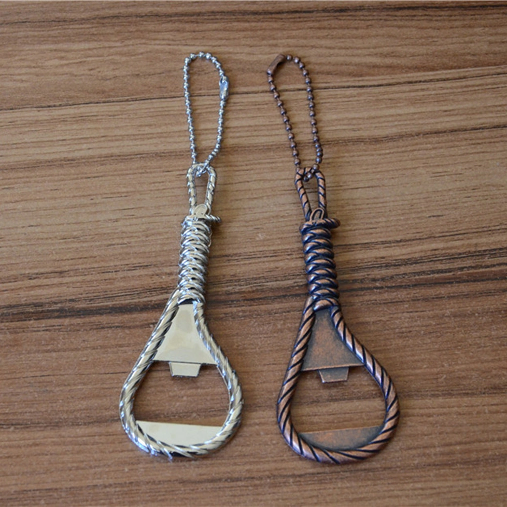 Zinc Alloy Rope Keychain Shaped Beer Bottle Opener Kitchen Bar Restaurant Tool