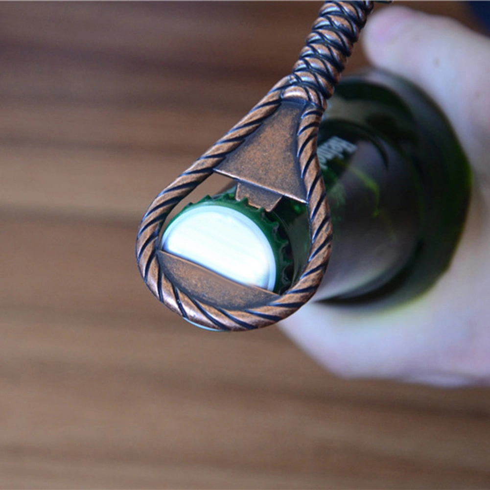 Zinc Alloy Rope Keychain Shaped Beer Bottle Opener Kitchen Bar Restaurant Tool
