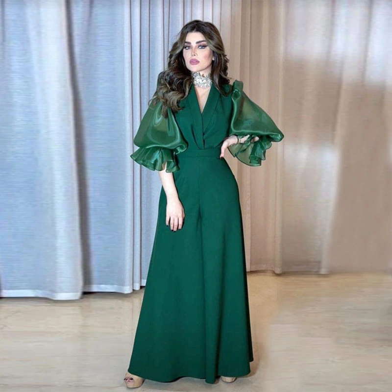 Women's Fashion Temperament V-neck Long-sleeved Jumpsuit