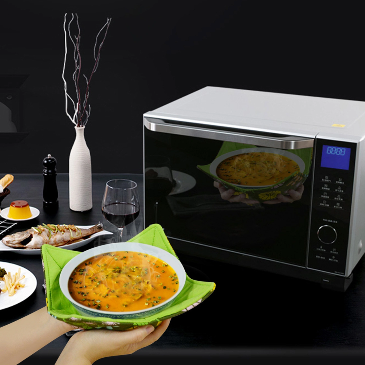 Heat Resistant Bowl Hugger Microwave Safe Cotton Keep Your Hands Cool Bowl Potholder Baking Tools